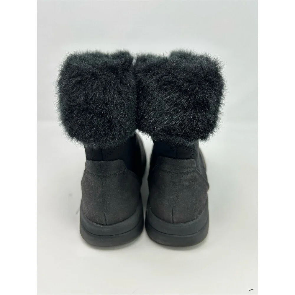 Clarks Cloudsteppers Cabrini Reef Black Faux Fur Cuff Ankle Booties Size 9